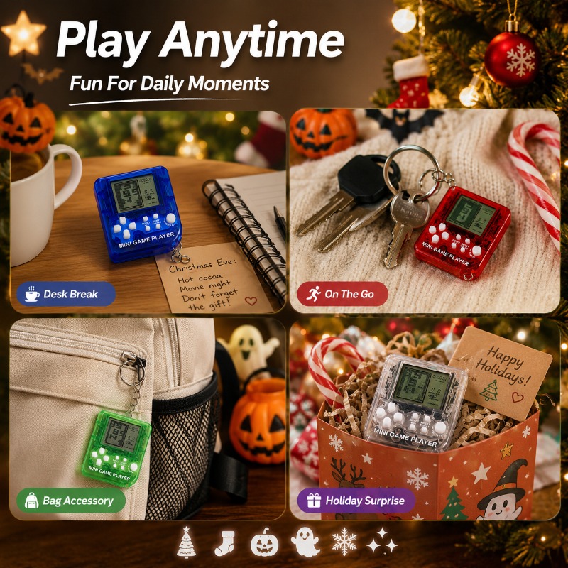 ミニテトリスゲーム機キーホルダー ポータブルゲーム機 バック - Gaming Console Keychain のレビューと価格