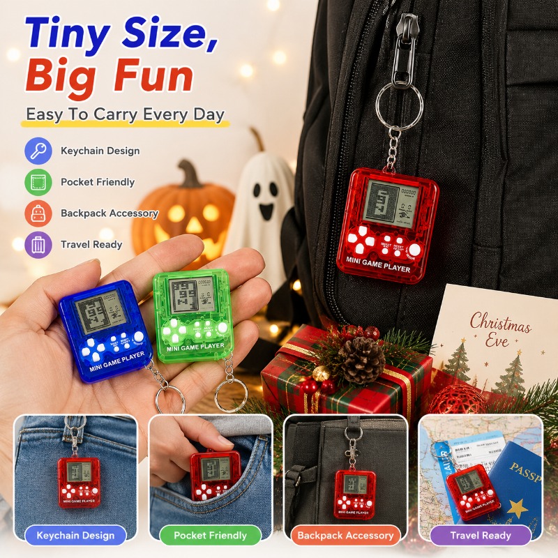 ミニテトリスゲーム機キーホルダー ポータブルゲーム機 バック - Gaming Console Keychain のレビューと価格